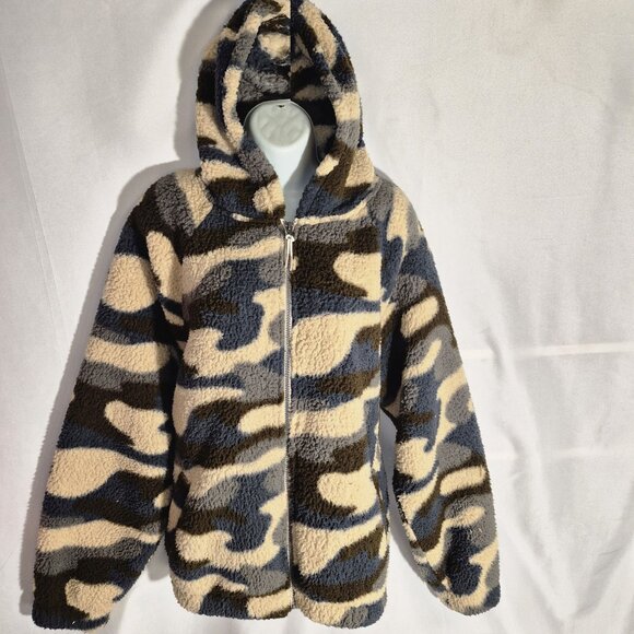 SO Jackets & Blazers - SO Sharpa hooded Jacket, zippered front, tri color, pockets, size XXL